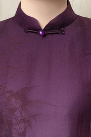 Purple Gray Mothers A-Line Cheongsam Qipao Dress