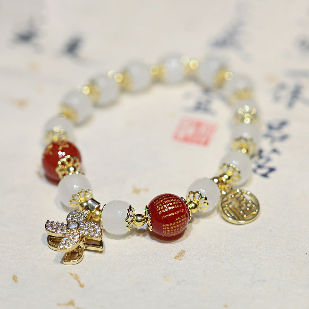 Glass Beads Longevity Lock Pedants Woman Bracelets