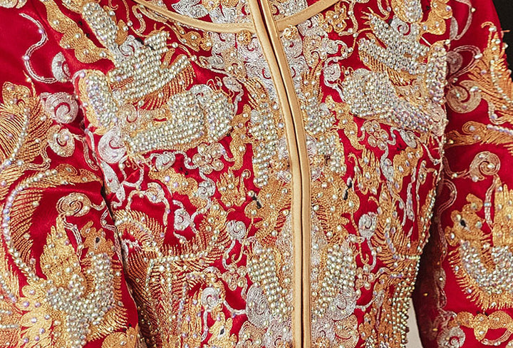 2023 Beaded Dragon Phoenix Wedding Bride Qungua Xiuhe