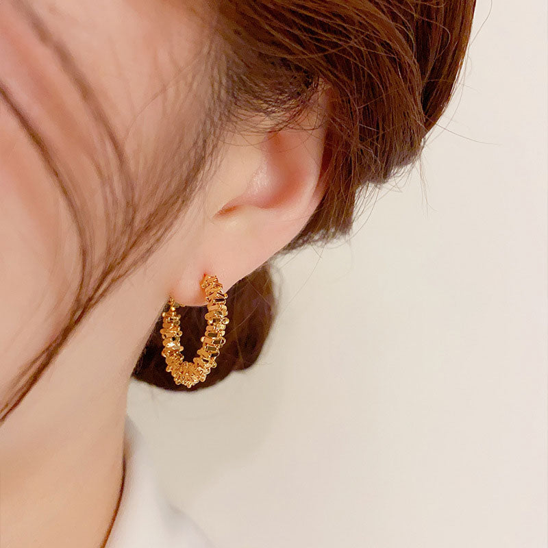 Gold Silver Plated Cubic Hoop Earrings