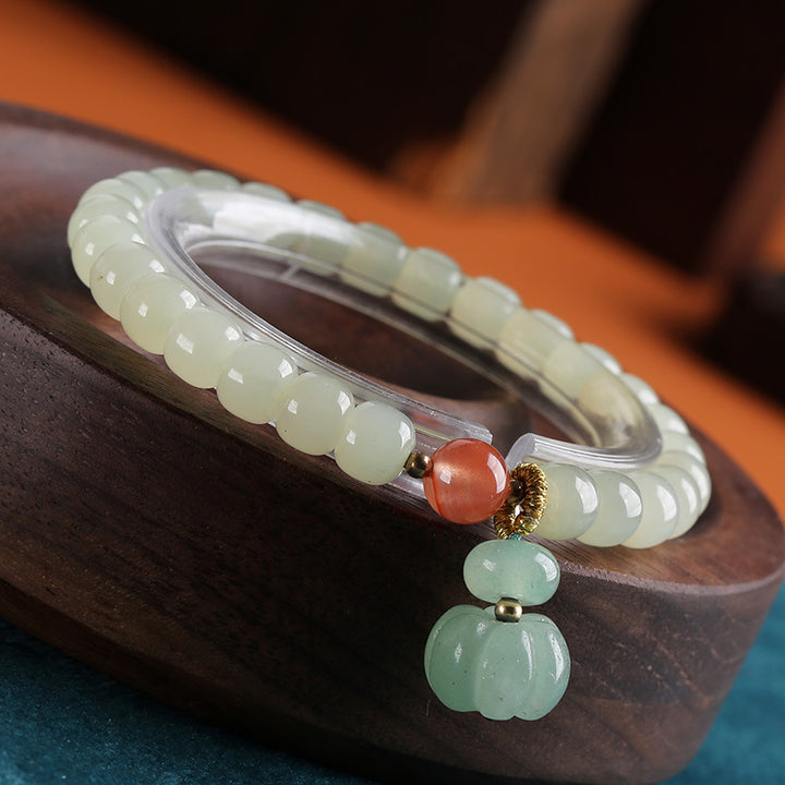 Natural Jade Pumpkin Pendant Man Woman Beads Bracelets