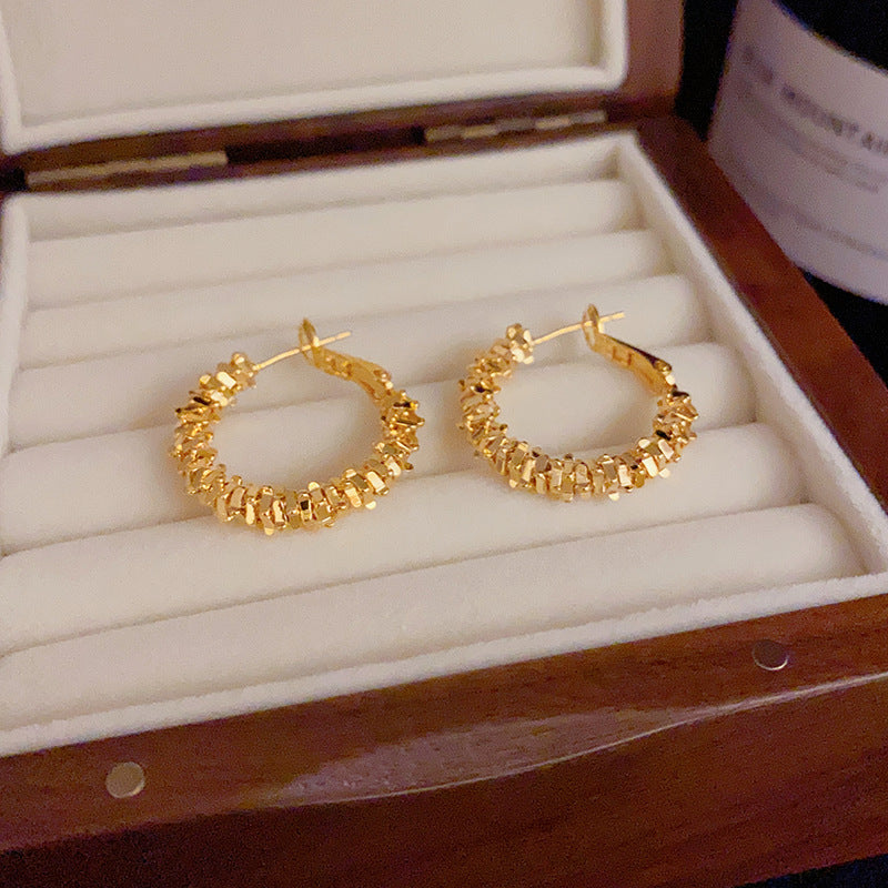 Gold Silver Plated Cubic Hoop Earrings
