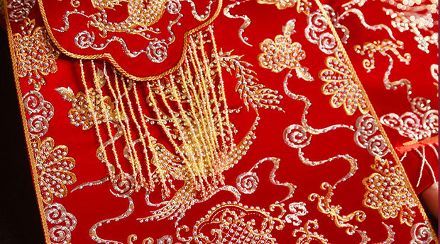 2023 Beads Embroidered Dragon Phoenix Wedding Bride Qun Gua