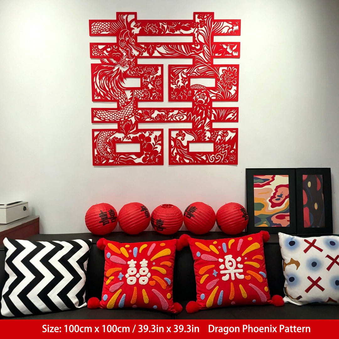 Chinese Double Happiness Paper Cut Weddingm Decor Photography Props