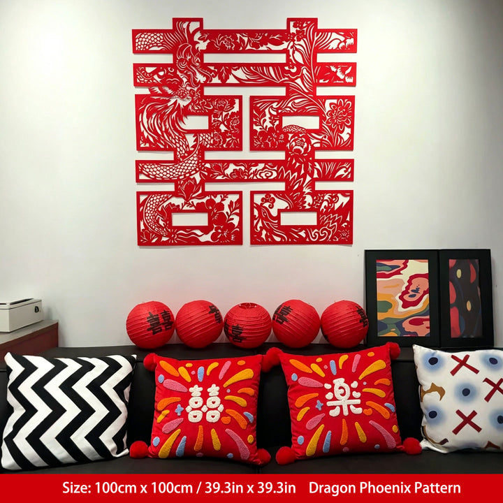 Chinese Double Happiness Paper Cut Weddingm Decor Photography Props