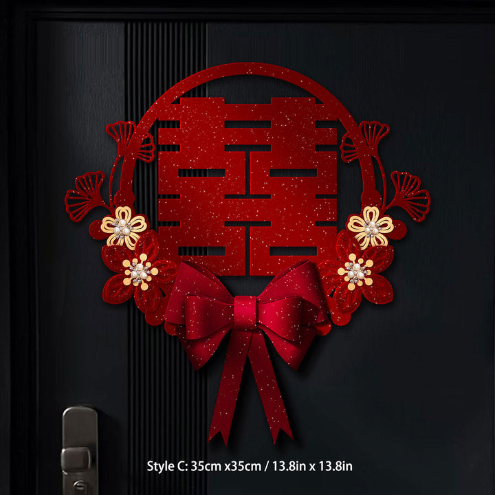 Glitter Chinese Double Happiness Wedding Door Stickers Decoration