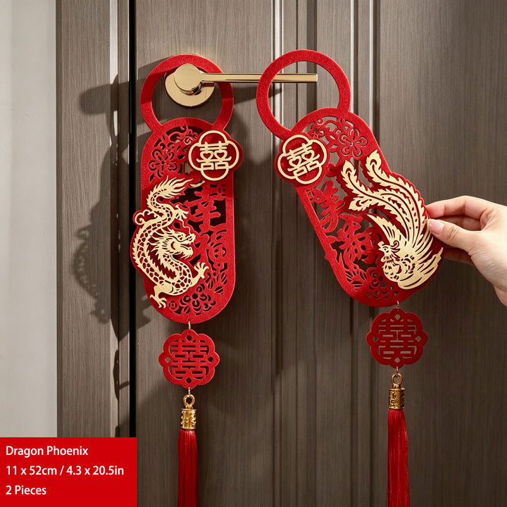 Chinese Dragon Phoenix Double Happiness Door Hanging Decoration