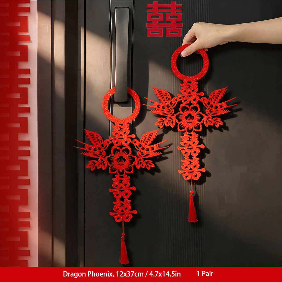 Chinese Dragon Phoenix Double Happiness Door Hanging Decoration