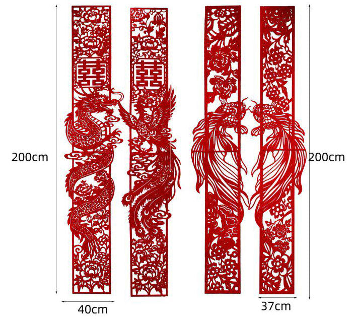 Chinese Double Happiness Paper Cut Wedding Decoration Backdrop