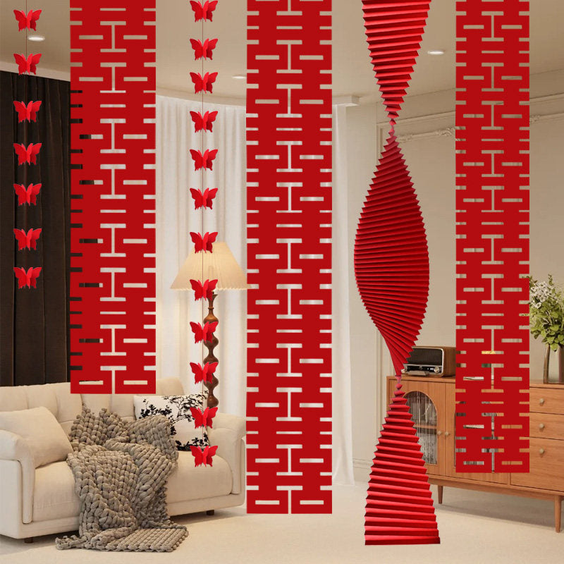 Chinese Double Happiness Hanging Wedding Decorations Backdrop