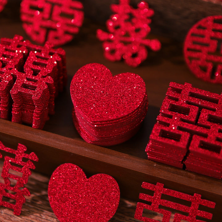Red Mini Double Happiness Confetti for Chinese Weddings Decoration