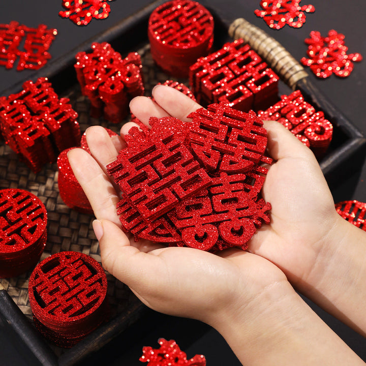 Red Mini Double Happiness Confetti for Chinese Weddings Decoration