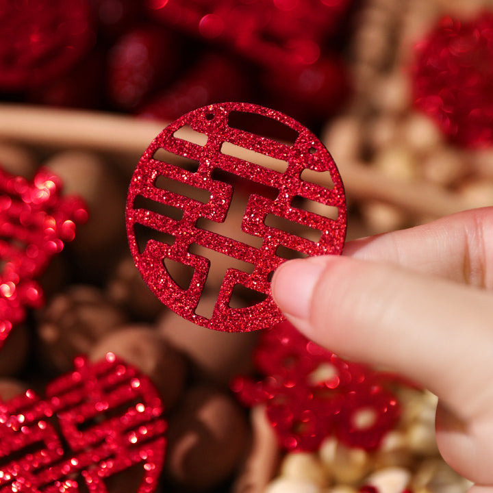 Red Mini Double Happiness Confetti for Chinese Weddings Decoration