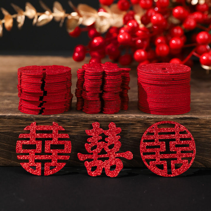 Red Mini Double Happiness Confetti for Chinese Weddings Decoration