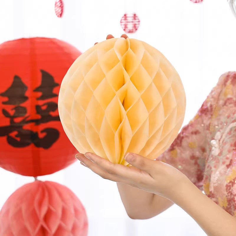 2 Pcs Chinese Wedding Honeycomb Paper Ball Decorations Props