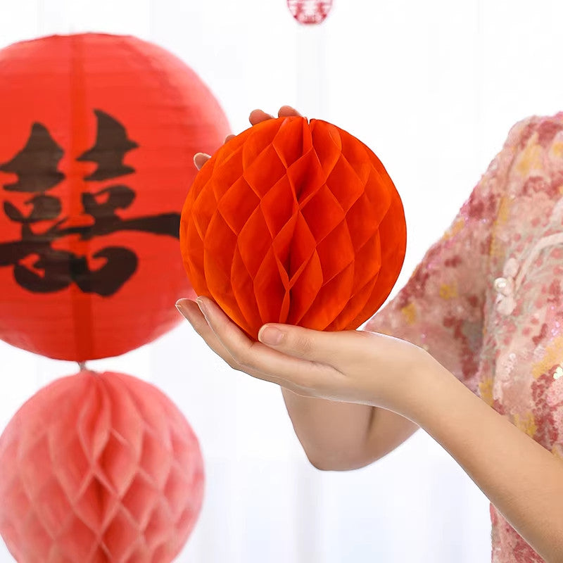 2 Pcs Chinese Wedding Honeycomb Paper Ball Decorations Props