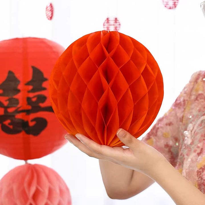 2 Pcs Chinese Wedding Honeycomb Paper Ball Decorations Props
