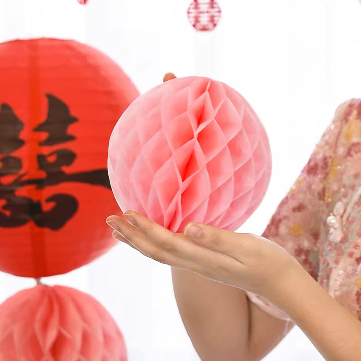 2 Pcs Chinese Wedding Honeycomb Paper Ball Decorations Props