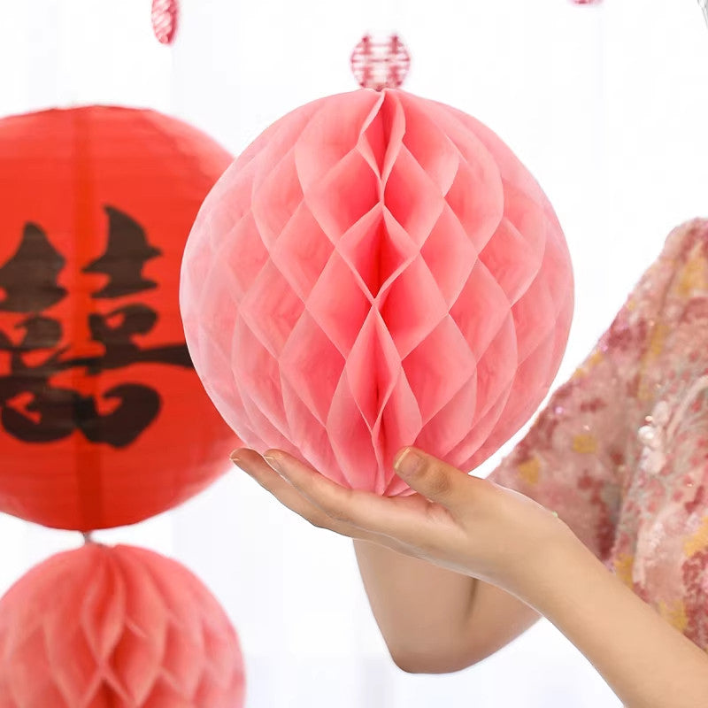 2 Pcs Chinese Wedding Honeycomb Paper Ball Decorations Props