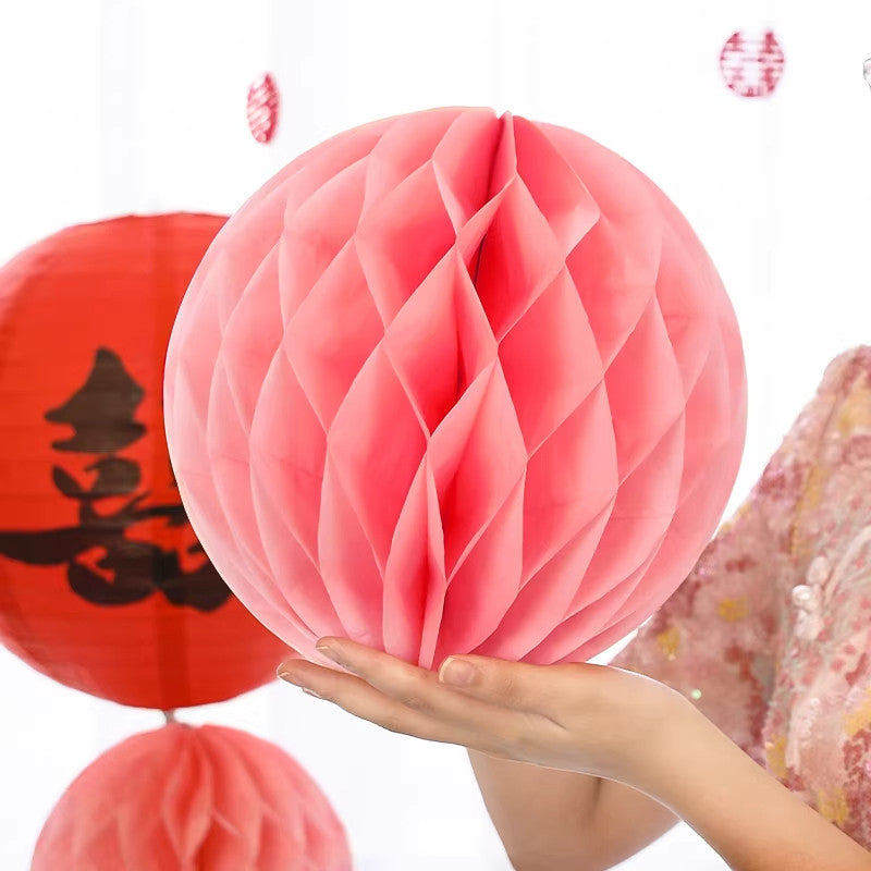 2 Pcs Chinese Wedding Honeycomb Paper Ball Decorations Props