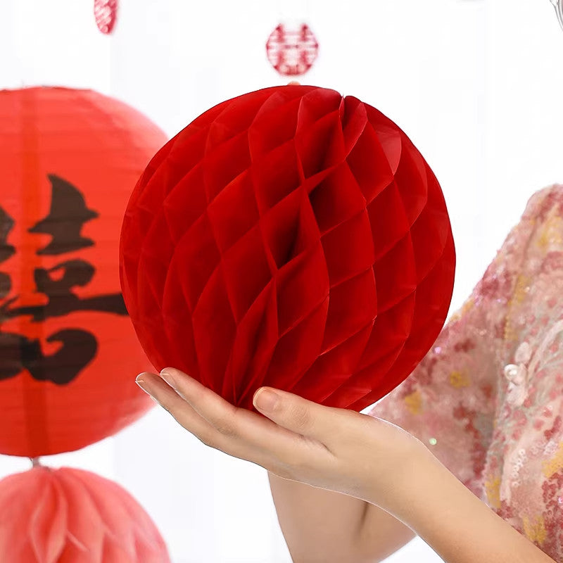 2 Pcs Chinese Wedding Honeycomb Paper Ball Decorations Props