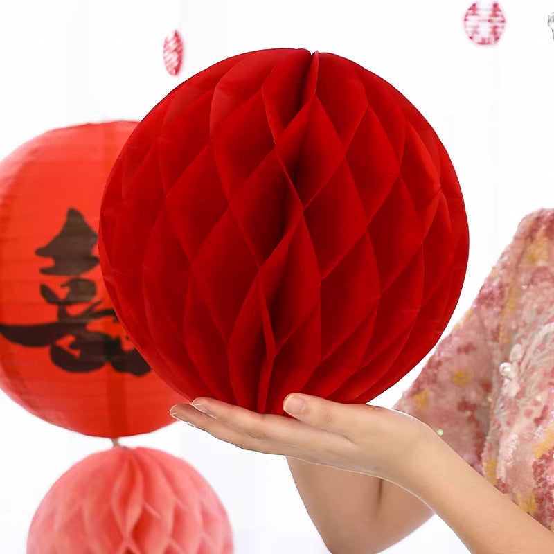 2 Pcs Chinese Wedding Honeycomb Paper Ball Decorations Props