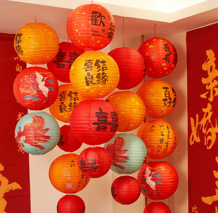Traditional Chinese Wedding Happiness Lanterns String Decorations