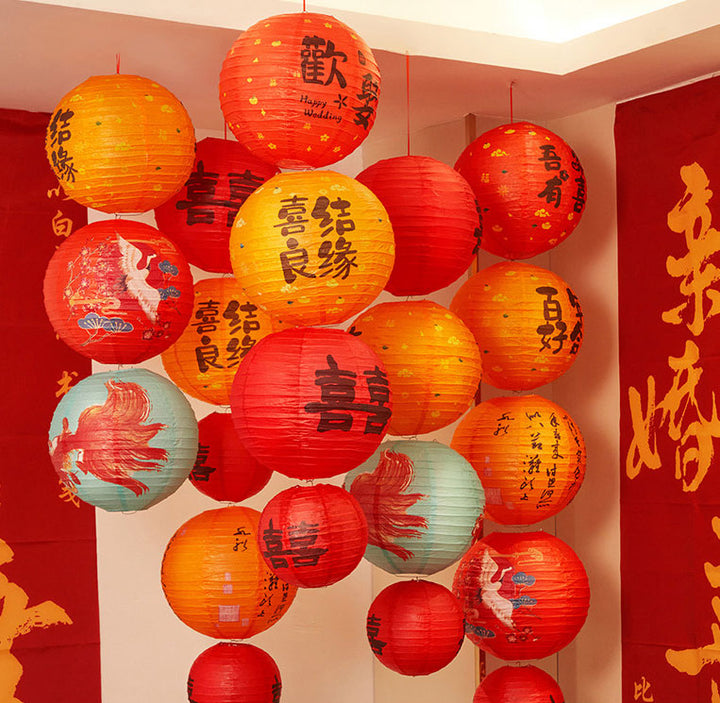 Traditional Chinese Wedding Happiness Lanterns String Decorations