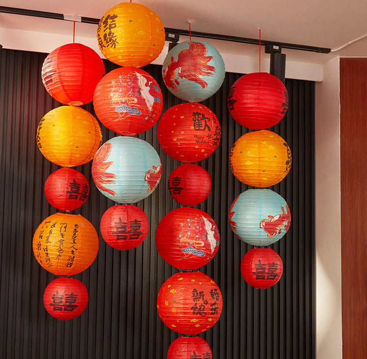 Traditional Chinese Wedding Happiness Lanterns String Decorations