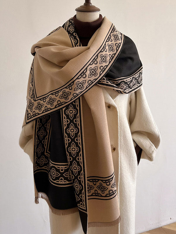 Black Khaki Plus Size Women Scarf Wrap Shawl