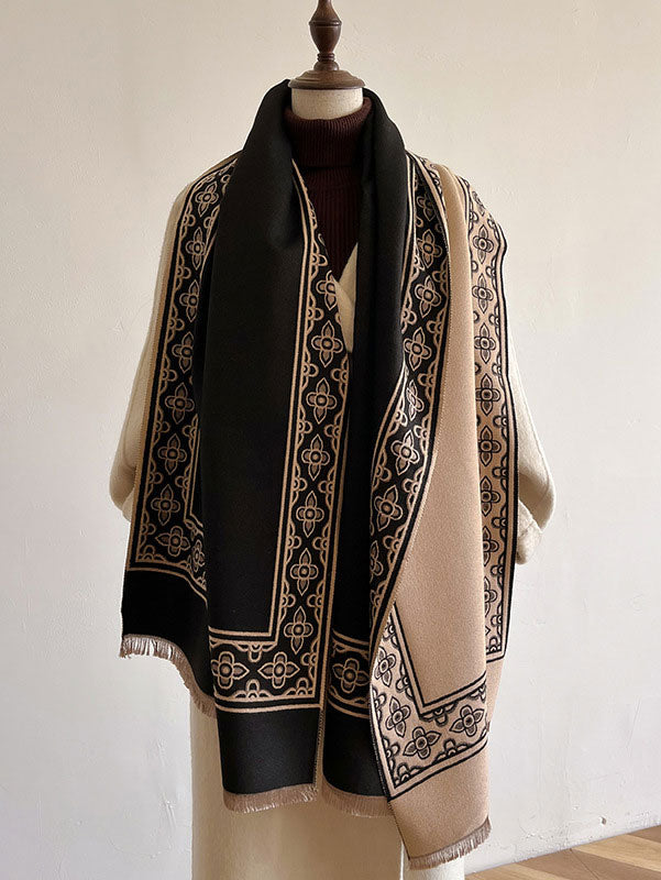 Black Khaki Plus Size Women Scarf Wrap Shawl