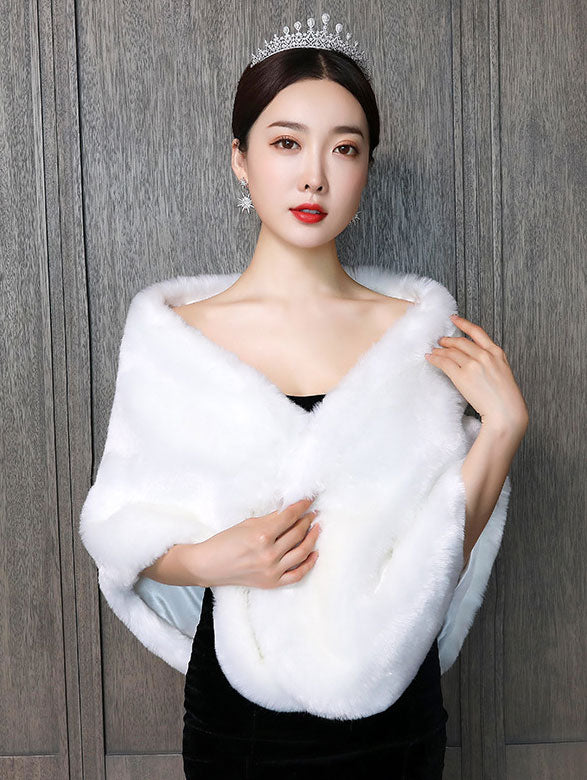 Artificial Fur Evening Party Wedding Bride Wrap Shawl