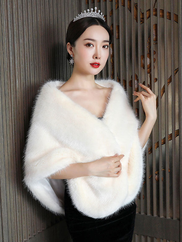 Artificial Fur Evening Party Wedding Bride Wrap Shawl