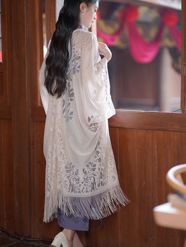 Red Beige Lace Tassels Poncho Cape Wrap Shawl Red Red Beige Lace Tassels Poncho Cape Wrap Shawl Red