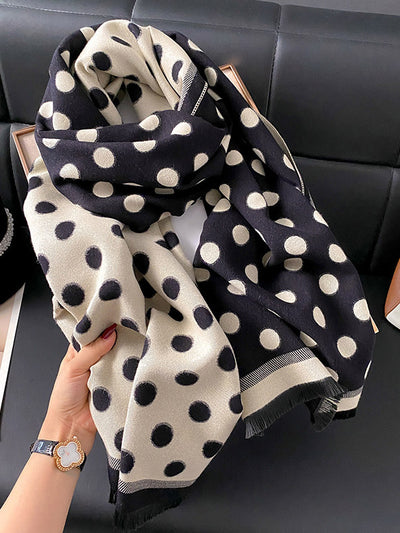 Cashmere Dots Print Women Winter Scarf Shawl