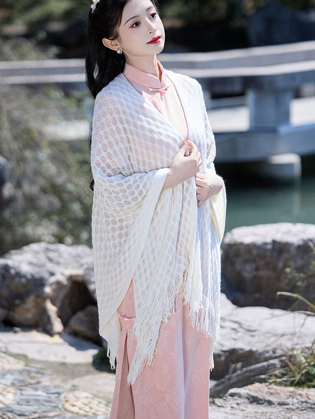 Crochet Knitted Cheongsam Cardigan Wrap Shawl