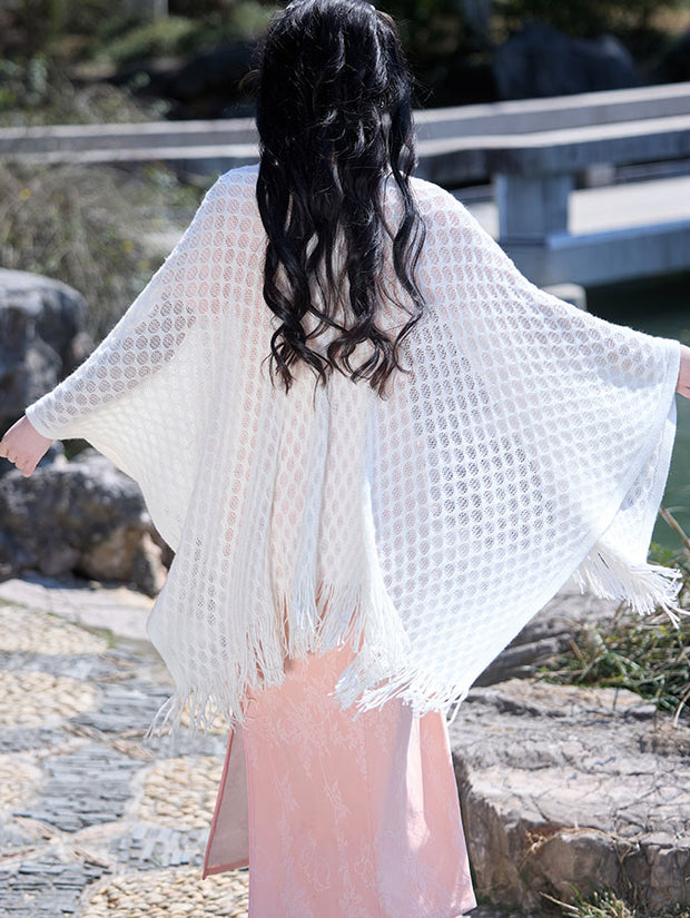 Crochet Knitted Cheongsam Cardigan Wrap Shawl
