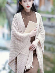 Crochet Knitted Cheongsam Cardigan Wrap Shawl