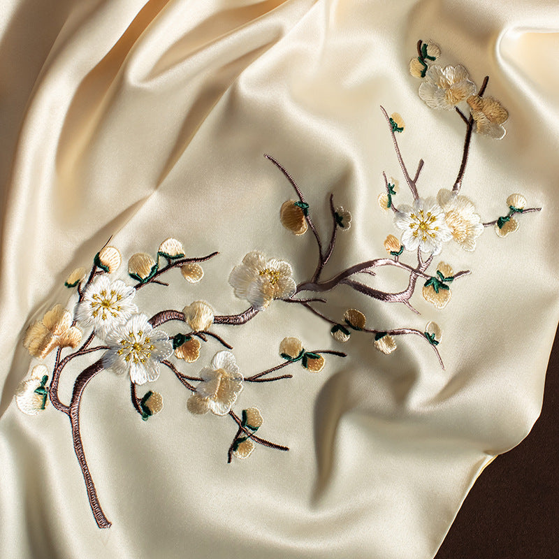 Embroidered Plum Blossom Women Silk Scarf Shawl