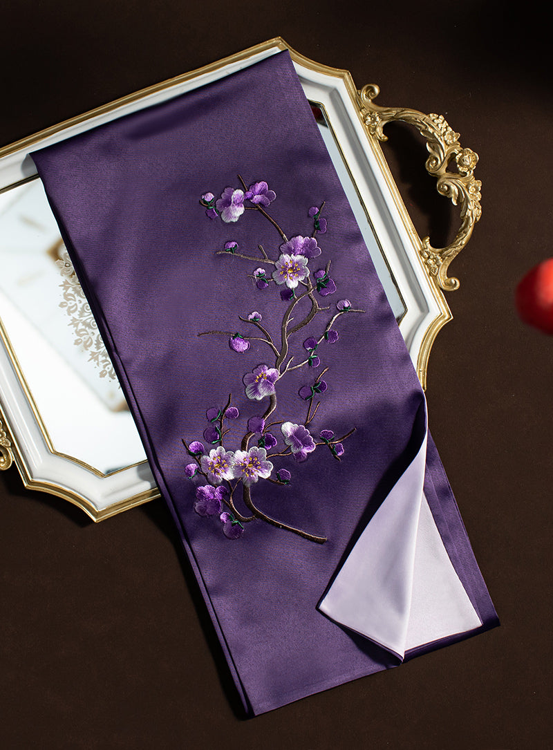 Embroidered Plum Blossom Women Silk Scarf Shawl