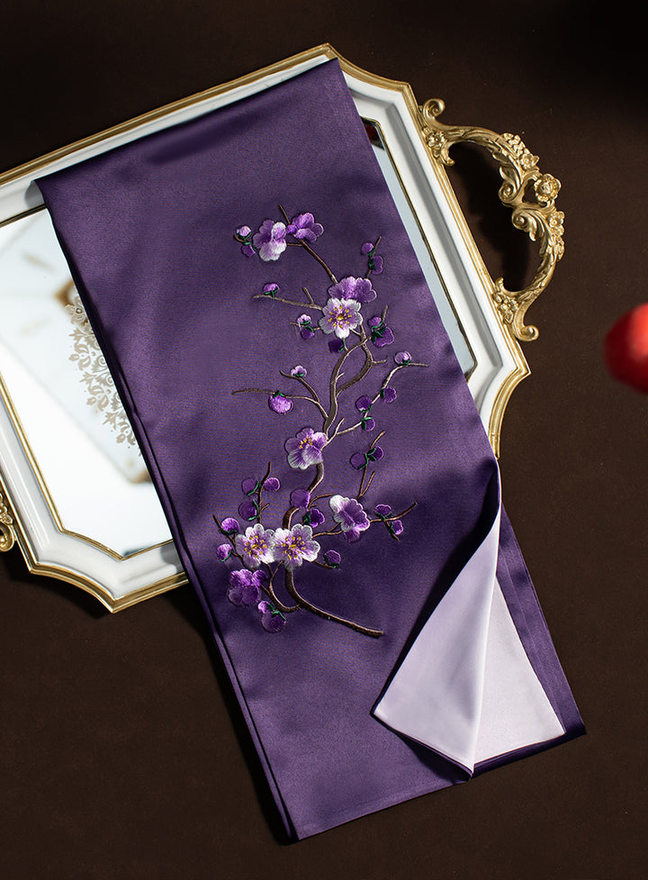 Embroidered Plum Blossom Women Silk Scarf Shawl