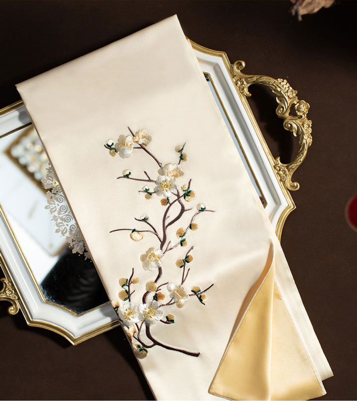Embroidered Plum Blossom Women Silk Scarf Shawl