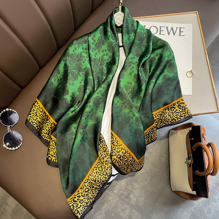 Elegant Printed Lightweight Satin Woman Scarf Shawl