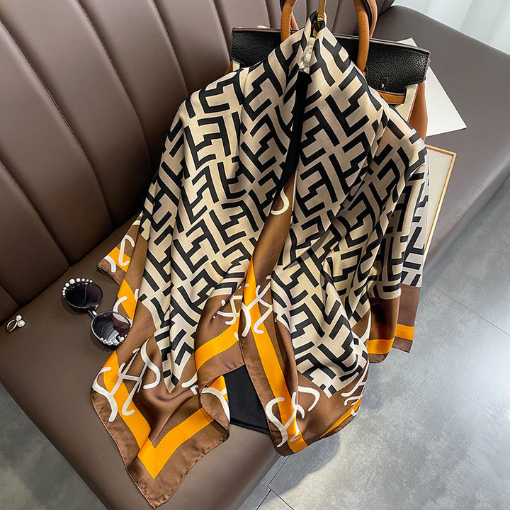 Elegant Printed Lightweight Satin Woman 110cm/43in Scarf Shawl