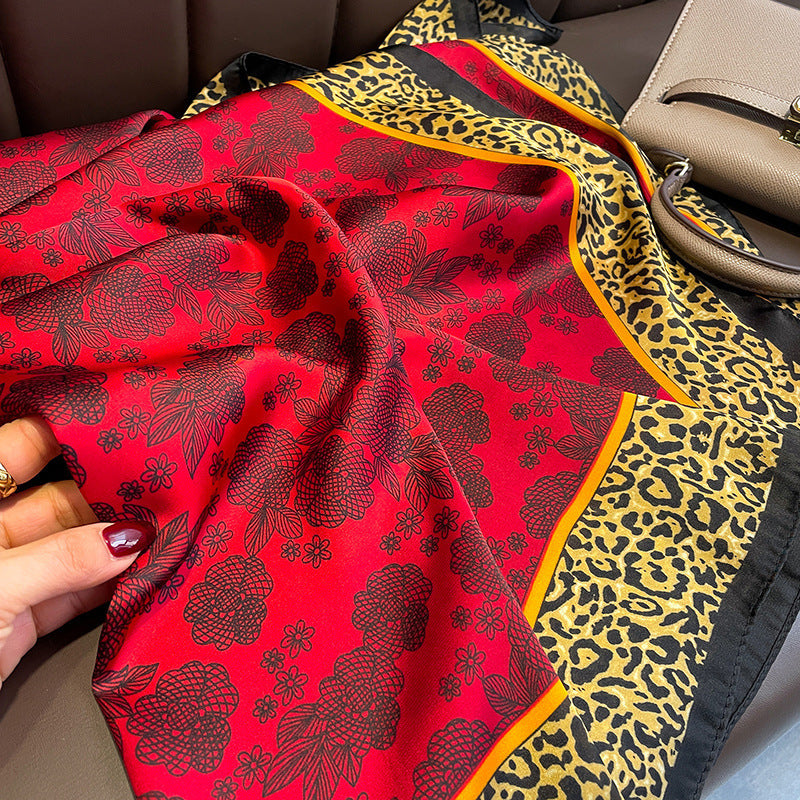 Elegant Printed Lightweight Satin Woman Scarf Shawl