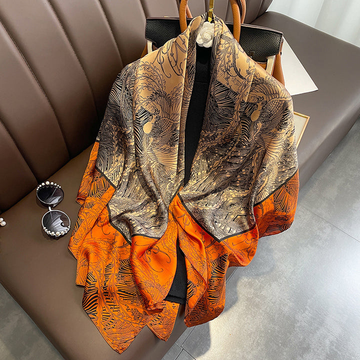 Elegant Printed Lightweight Satin Woman Scarf Shawl