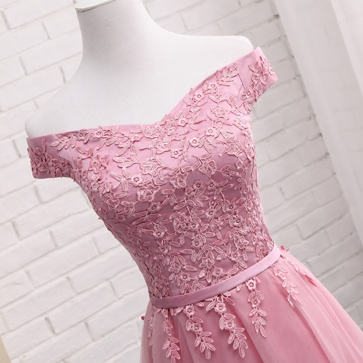 Off Shoulder Bridesmaids Tulle Wedding Party Dress