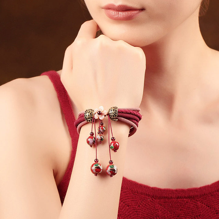 Handmade Red Cloisonné Bracelets String Bracelet