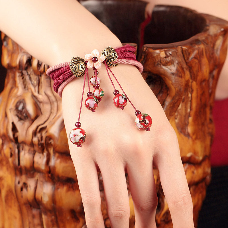 Handmade Red Cloisonné Bracelets String Bracelet