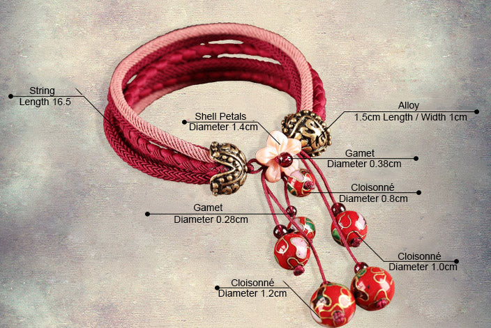 Handmade Red Cloisonné Bracelets String Bracelet